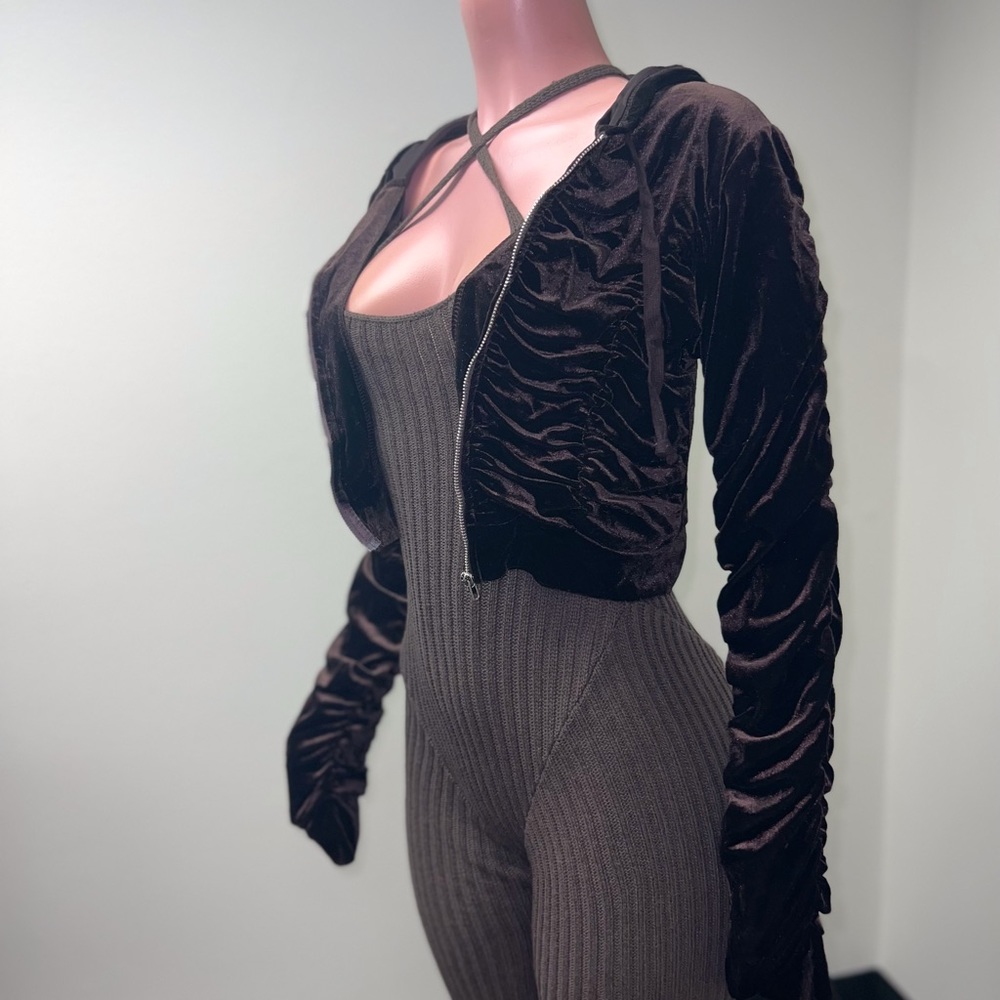 Velvet crop jacket